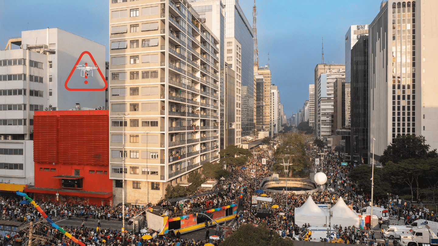 Public gathering with an unwanted drone alert
