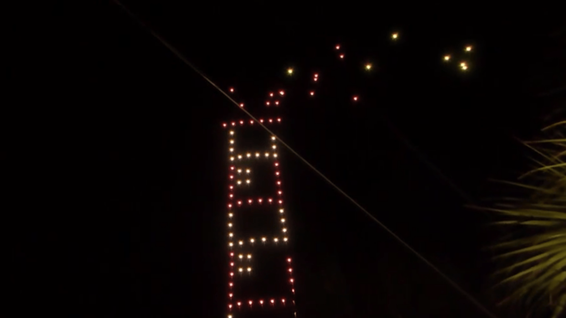 Screen Capture of the light show in South Carolina New Year's Eve