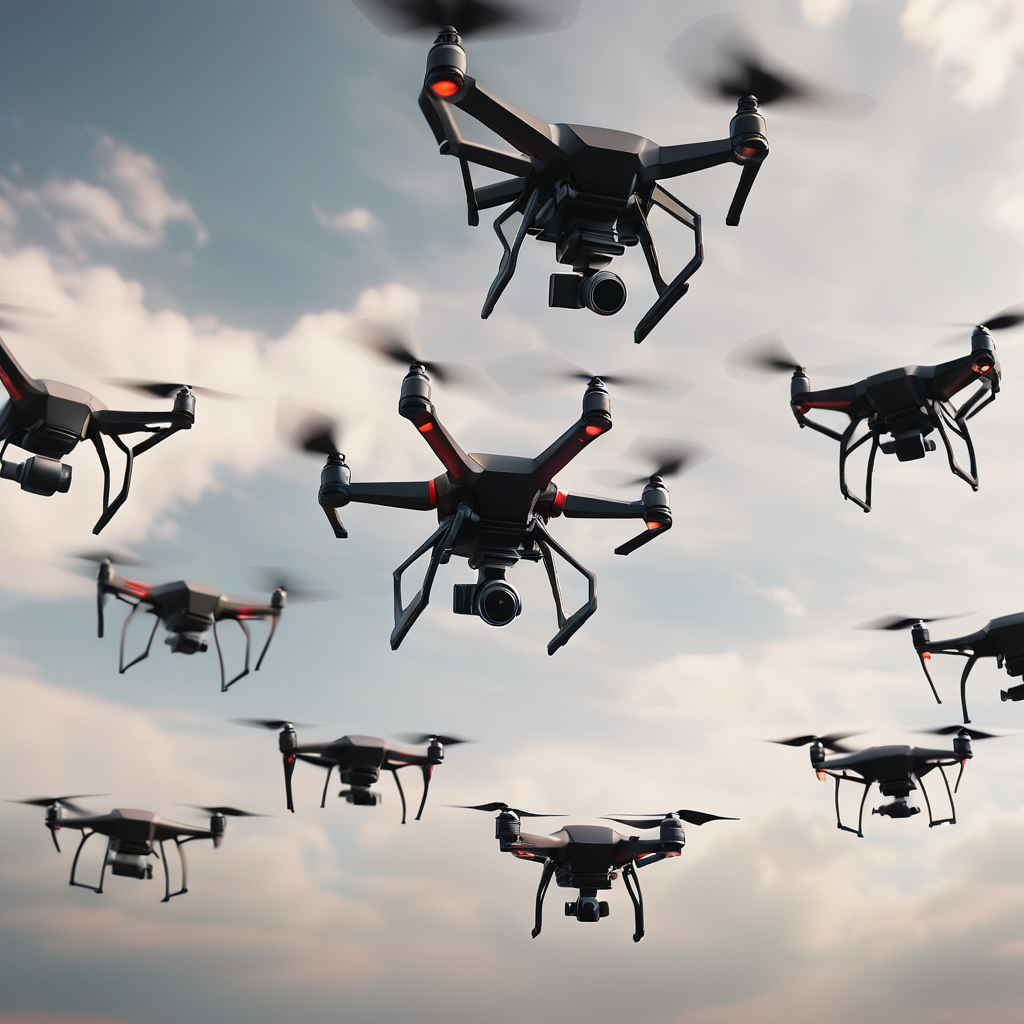 AI Generated Drones Flying in the Sky